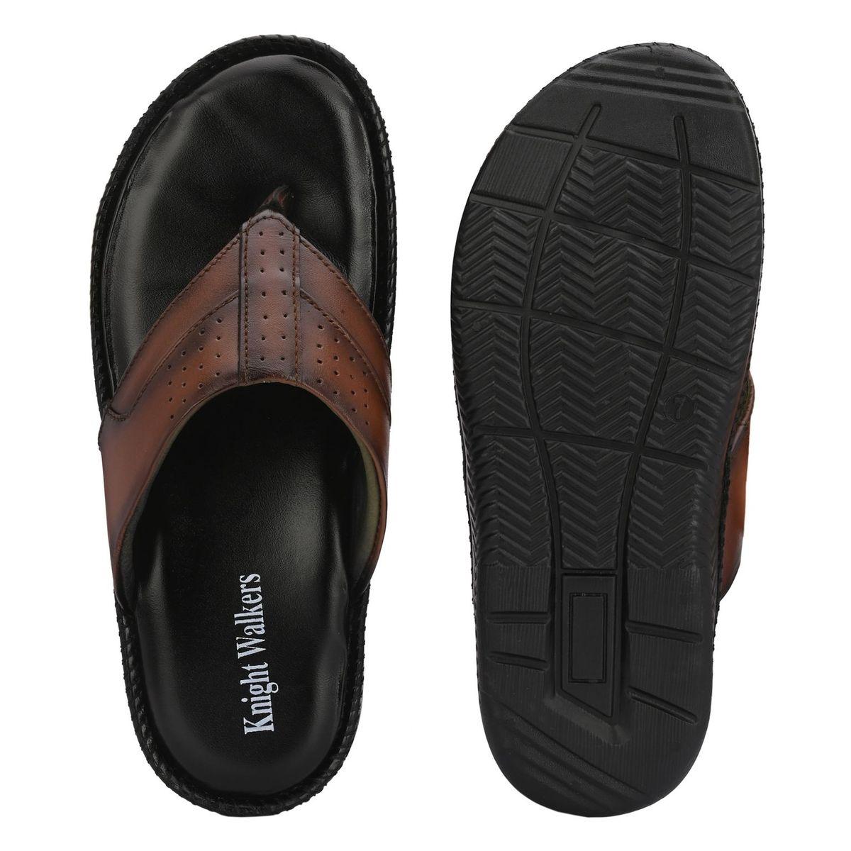 Men's Tan Leather Slippers