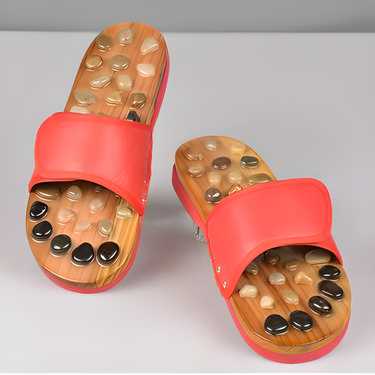 Acupressure Natural Stone Slippers (Red)